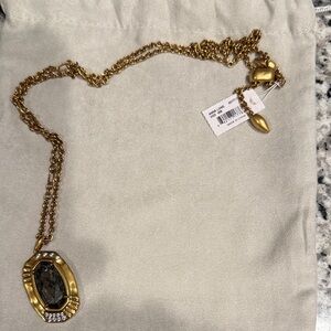 Kendra Scott Vintage Gold Necklace with Black Pyrite Pendant